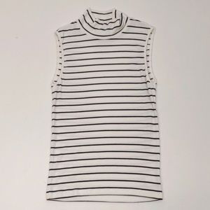 Women's Sanctuary black and white striped sleeveless turtleneck blouse